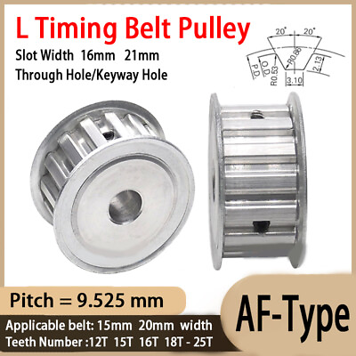 #ad L 12T 25T Timing Belt Pulley Pitch 9.525mm AF Drive Pulleys Teeth Width 16 21mm $11.29