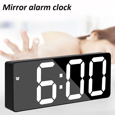 #ad Large Digital LED Display Alarm Clock Snooze Temperature Mode Voice Control $7.99