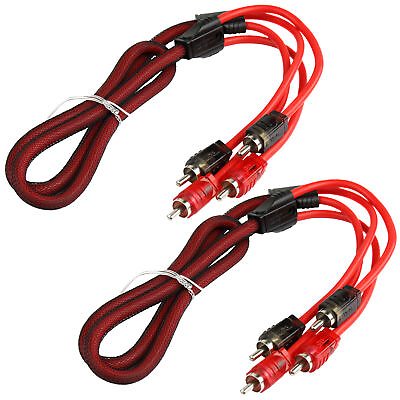 #ad 2 Pack 3 Ft RCA Cable OFC Interconnect DS18 R3 Competition Rated Performance Red $12.95