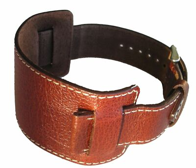 #ad Wide Cuff 44mm Brown Genuine Leather Strap Has 22mm Lug End For Watch $22.00