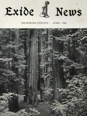 #ad Vintage Telephone Exide Battery Employee Newsletter CA Redwoods Sequoia 1940 $15.39