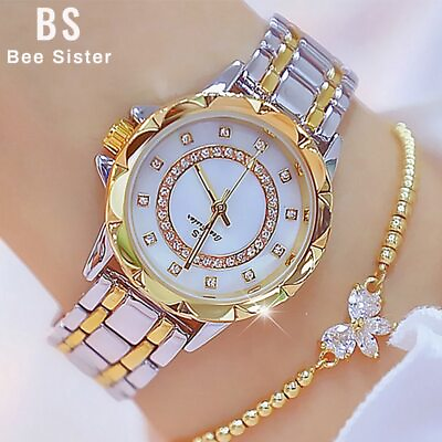 #ad Diamond Women Luxury Watch Rhinestone Elegant Watches Gold Wrist Watches $28.96