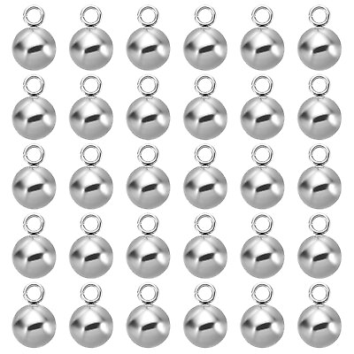 #ad 30pcs Steel Bead Charm 10mm Stainless Steel Ball Pendants Charm Silver $12.89