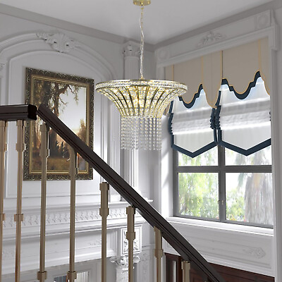 #ad Modern 24#x27;#x27; Luxury Crystal Chandelier Lighting 8 Lights Raindrop Ceiling Light $241.80