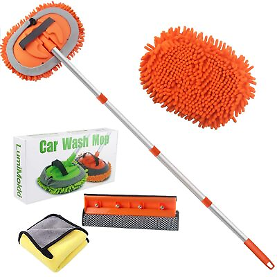 #ad 62quot; Car Wash Mop Kit Car Wash Brush with Long Handle Stainless Steel Pole C... $29.22