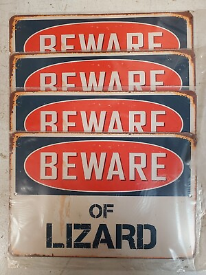 #ad 4 Qty Beware of Lizard Rustic Retro Signs V256 8quot;x12quot; 4 Qty $71.99