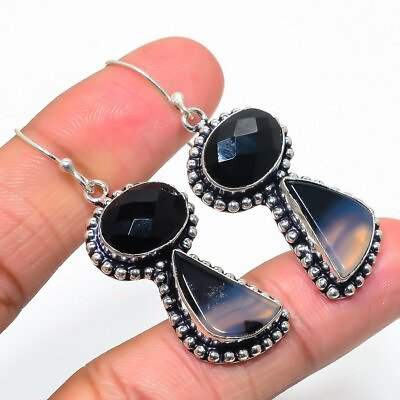 #ad Black Onyx Gemstone Handmade Ethnic Style Jewelry Earring ZE 146 $6.99