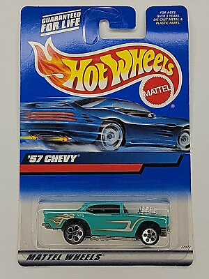 #ad 2000 Hot Wheels Mainline #x27;57 Chevy Bel Air Turquoise #105 5 DOT Wheels 1 64 $3.99