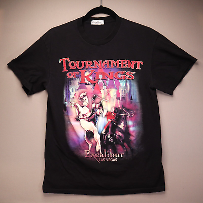 #ad Vintage Tournament of Kings Excalibur T Shirt Size M Medium Black Front Graphic $11.95