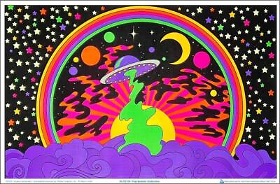 #ad Psychedelic Abduction by Audrey Herbertson Flocked Blacklight Poster 35quot; x 23quot; $14.49