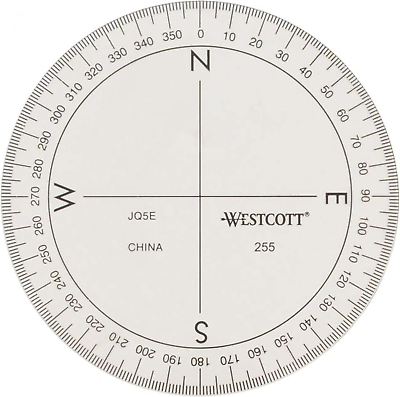 #ad Westcott ‎360 Degree Protractor Compass for Drawing and Drafting Clear $4.34