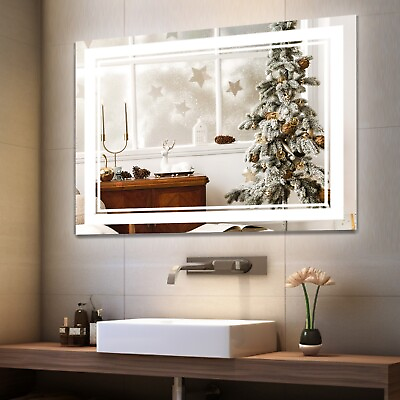 #ad 40”x 32” LED Bathroom Mirror Wall Vanity Mirror 3 Colors Touch Anti Fog $144.00