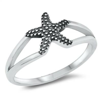 #ad 925 Sterling Silver Starfish Sea Creature Fashion Ring New Size 4 10 $15.66