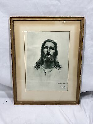 #ad Framed Signed Print of Jesus $229.49