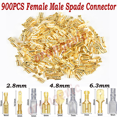 #ad 900PCS Insulated Female Male Spade Crimp Wire Connector Terminals 2.8 4.8 6.3mm $6.39