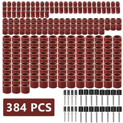 #ad 384 Pieces Sanding Drum Kit Sander Sleeves With Mandrels for Dremel Rotary Tool $13.66