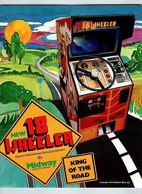 #ad 18 Wheeler Arcade Flyer Original 1989 Electro Mechanical Truck Driving Game $15.60