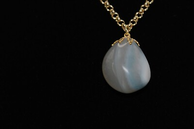 #ad Handcrafted blue lace agate polished stone necklace $27.50