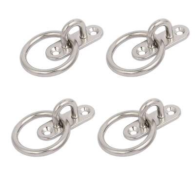 #ad 4pcs 316 Stainless Steel 5mm Thick Oblong Sail Shade Pad Eye Plate w Ring AU $23.69