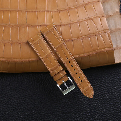 #ad Genuine Light Brown Alligator Crocodile Leather Watch Strap Band 18mm 20mm 22mm $135.00