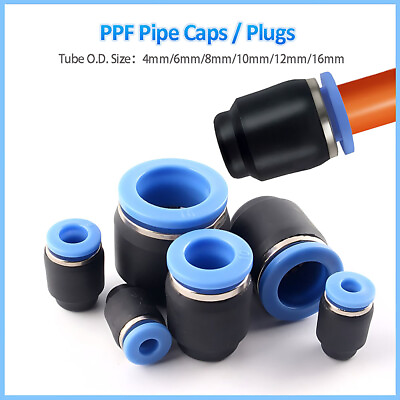 #ad Push Fit Female End Cap Air Stop tube Plug For Air Pipe Water Etc 6mm 10mm 12mm $1.99