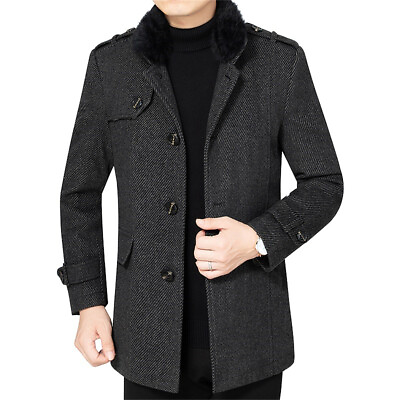#ad Winter Warmer Mens Long Sleeve Coat Slim Fit Trench Jacket Casual Formal Outwear $95.87