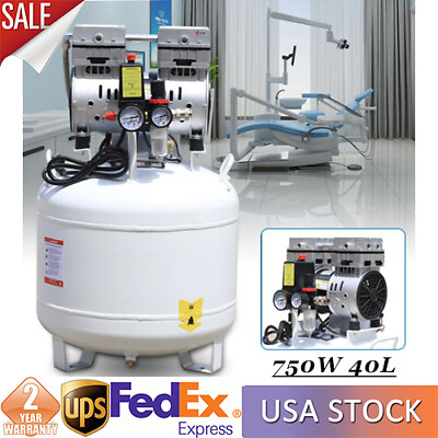 #ad 40L Portable Dental Air Compressor Oil Free Silent Air Pump 110V NEW $304.00