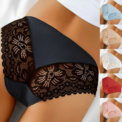 #ad Women Seamless Underwear Sexy Lace Lingerie Knickers Ice Silk Panties Briefs ↷ $2.69