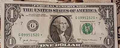 #ad Star Note 2007a $1 DOLLAR BILL Chicago G CIRCULATED $9.99