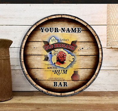 #ad Personalised Old Brigand RUM Barbados Bar Round wall Shed Retro RRN06 GBP 11.95