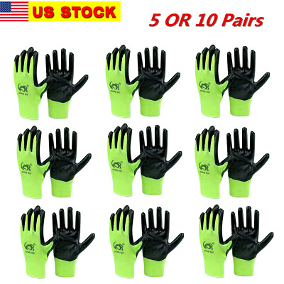 #ad 5 OR 10 PAIRS OF LATEX RUBBER PALM STRING KNIT WORK GLOVES Size: M or L $11.99