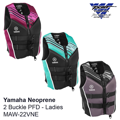 #ad Yamaha Women#x27;s Neoprene 2 Buckle Life Jacket PFD Vest Multiple Colors MAW 22VNE $94.99