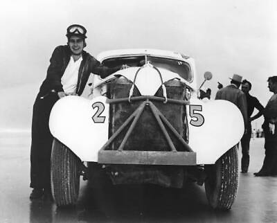#ad Fireball Roberts poses 1939 Ford NASCAR Sportsman car he ran Dayto Old Photo AU $9.00