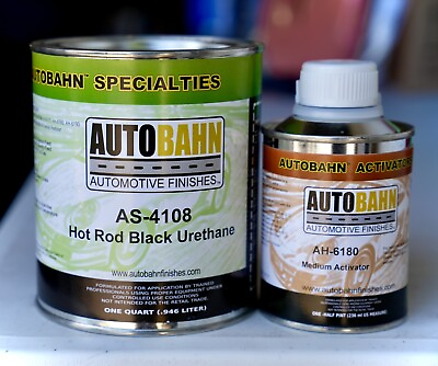 #ad AutoBahn CPS Hot Rod Black Urethane Paint Quart 4:1:1 Hardener $69.99