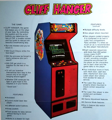 #ad Cliff Hanger Arcade Flyer Original 1983 Video Game Retro Art 8.5quot; x 11quot; Laser $28.40