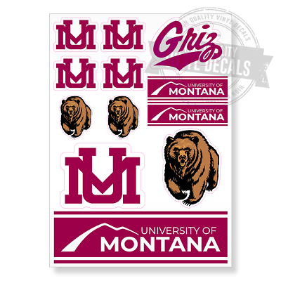 #ad University of Montana NCAA Griz High Quality A4 Printed Vinyl Decal Sticker Kit $14.95