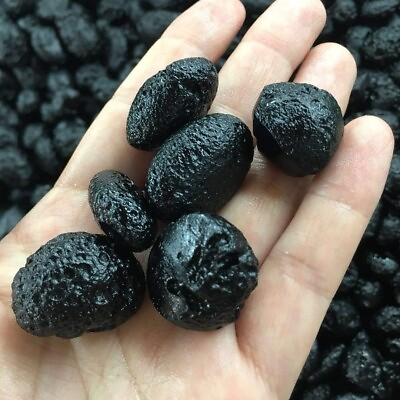#ad Unique Stones Natural Stone Meteorite Black Tektite Specimen 6Pcs $15.51