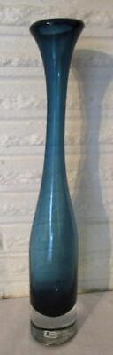 #ad 15quot; Tall MCM Blue Swedish Glass Narrow SEDA Retro Vase SWEDEN with Label $24.99