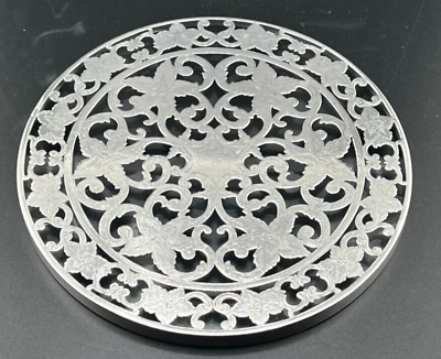 #ad STERLING OVERLAY TRIVET TRAY WITH LILY DESIGNS NO MONOGRAM $125.00