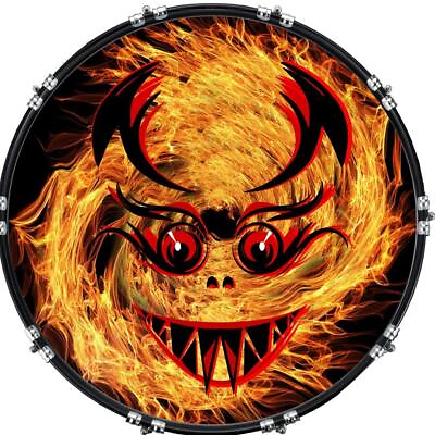 #ad 20quot; Custom Bass Kick Drum Front Head Graphic Graphical Fire Face $74.94