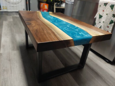 #ad Resin Table w Blue River Epoxy River Accent Furniture Beautiful High Gloss $275.00