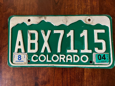 #ad 2004 Colorado License Plate ABX7115 Authentic Metal USA Rocky Mountains August $21.95