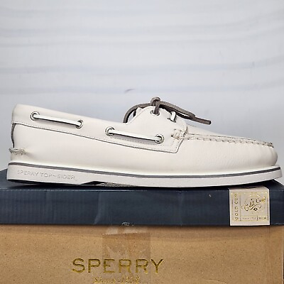 #ad Size 9.5 SPERRY Gold Cup Authentic Original 2 Eye White Leather Mens $156.60
