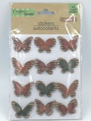 #ad Crafter#x27;s Square Butterfly Jeweled Stickers 12pc NEW and SEALED $3.00