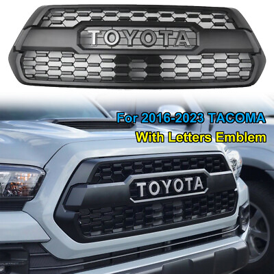 #ad Front Grille For 2016 2023 Tacoma TRD Pro Bumper Grill Matte Black W Letters ABS $95.79
