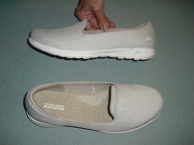#ad NEW Skechers GOGA Mat Lite Natural Womens Low Top Slip On Flat Shoes Sz 10 16381 $19.99