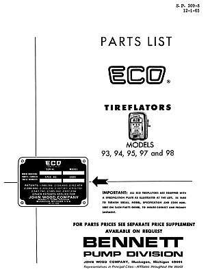 #ad #ad ECO Tireflator 93 94 95 97 98 Factory Parts List gas station tire air meter pump $14.05
