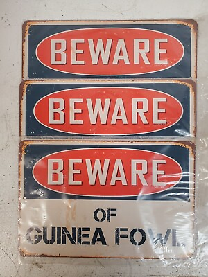 #ad 3 Qty Beware of Guinea Fowl Chic Rustic Retro Signs 8quot;x12quot; 3 Qty $44.99