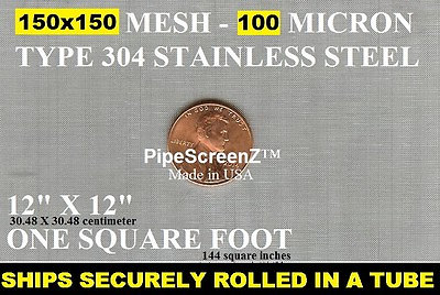 #ad 12X12 FINE 150 mesh 100 Micron STAINLESS STEEL SIFTER FILTER woven wire screen $10.88