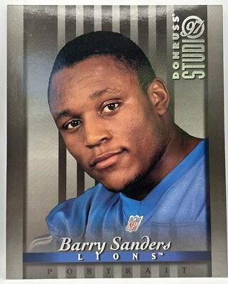 #ad Barry Sanders Detroit Lions Donruss Portrait Studio #19 1997 8X10 $9.57